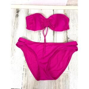 Kona Sol Womens M L Pink Two Piece Bikini Bathing Suit Swim Beach Summer NEW